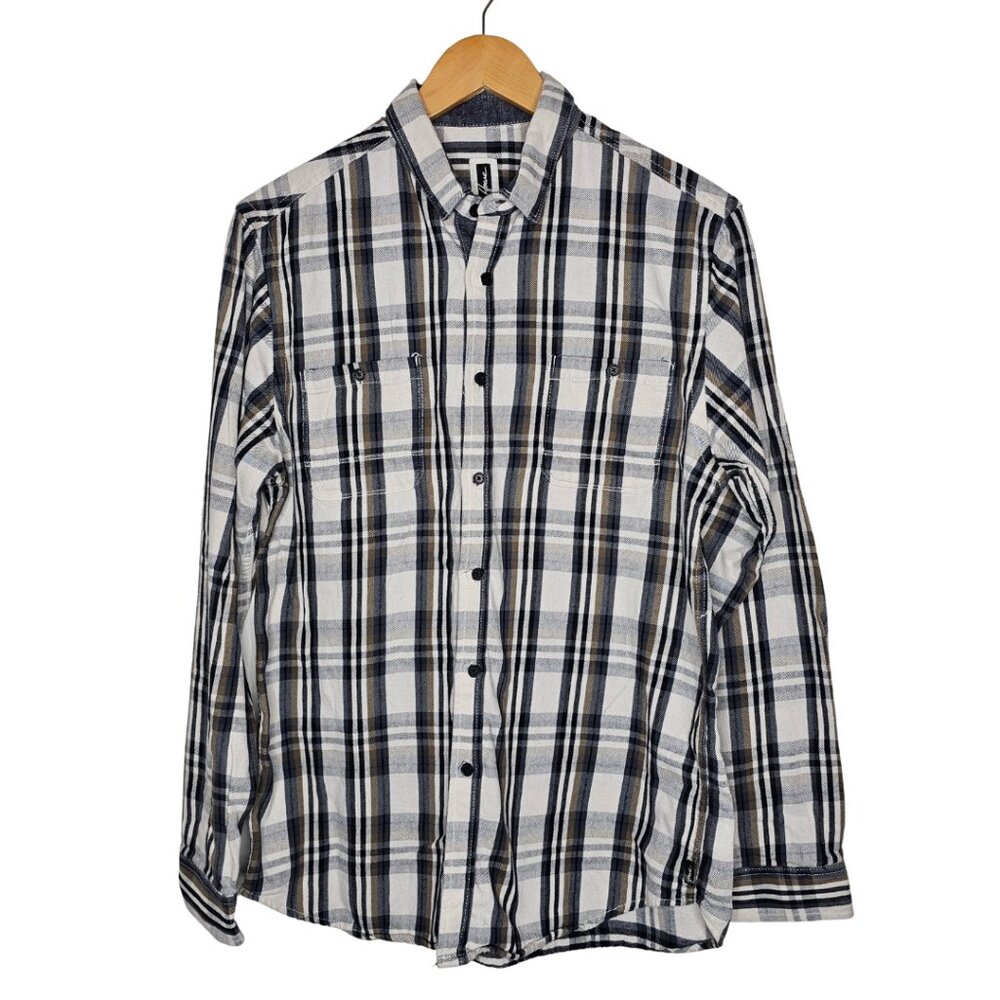 Howe Creative Workforce Plaid Button Down Cotton Flannel Shirt Long Sleeve L